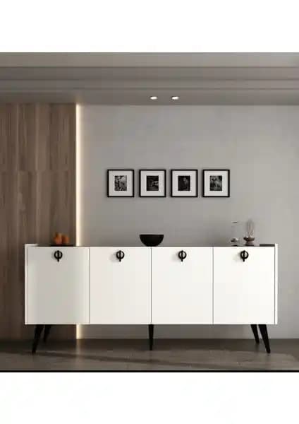 Alonex Kaya Konsol Ay Taşı Kırık Beyaz Mermer Desenli 180 cm Mobilya Ürünü