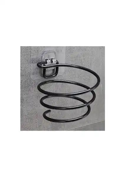 Alper Banyo Siyah Güçlü Yapışkanlı Fön Makinesi Askısı Modern ve Dayanıklı Tasarım