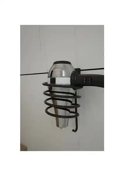 Alper Banyo Siyah Kare Fön Makinesi Askısı: Modern Tasarım ve Kolay Montaj Özellikleri