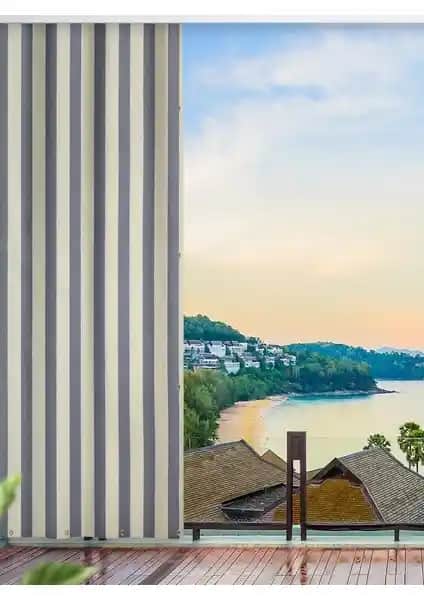 Altın Pamuk Balkon Perdesi Güneş ve Rüzgar Koruma Özelliğiyle Modern Tasarım