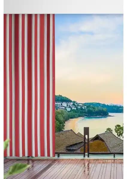 Altın Pamuk Kırmızı Balkon Perdesi: Estetik ve Dayanıklı Çözüm 75-90 Karakter