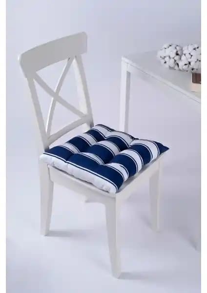 Altınpamuk Beta Mavi Beyaz Pofidik Sandalye Minderi Konfor ve Şıklık Sunar