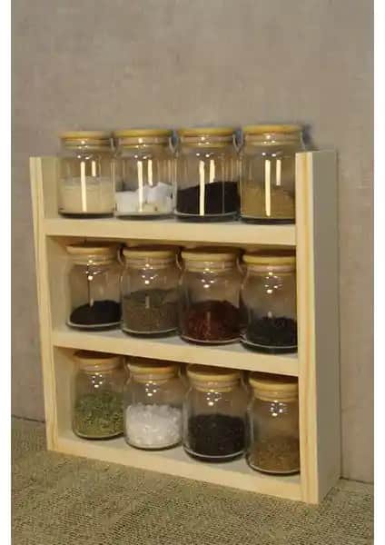 Anra Mutfak Tezgah Üstü Ahşap Raf Baharatlık Modern Tasarım ve Dayanıklılık