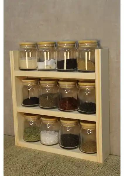 Anra Mutfak Tezgah Üstü Ahşap Raf Baharatlık Modern Tasarım ve Dayanıklılık