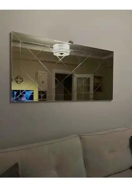 Ant Home Baklava Desenli Dekoratif Salon Aynası 120 cm genişlik ve 60 cm yükseklikte
