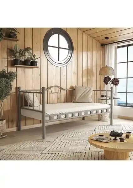 Argimo Kamelya Sedir Metal Karyola 90x190 Gri - Modern ve Dayanıklı Tek Kişilik Yatak Çözümü