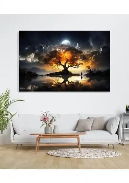 Arkeot Düşünce Ağacı Kanvas Tablo: Doğanın ve Sanatın Büyüleyici Uyumu