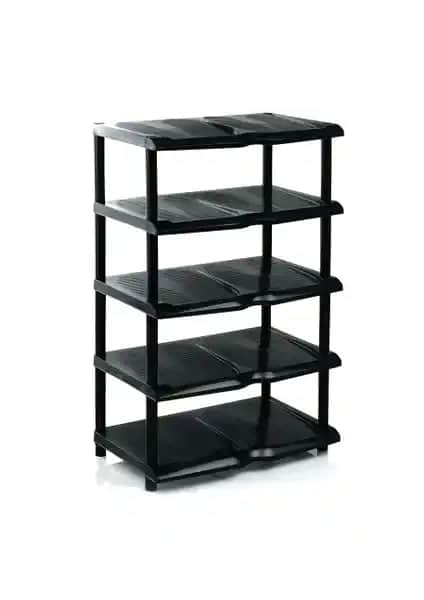 Atadan 5 Katlı Plastik Ayakkabılık Siyah Modern ve İşlevsel Depolama Ünitesi