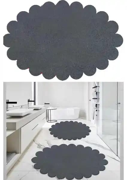 Balat Halı 2'li Koyu Gri Banyo Paspası Estetik ve Güvenli Kullanım Sunar