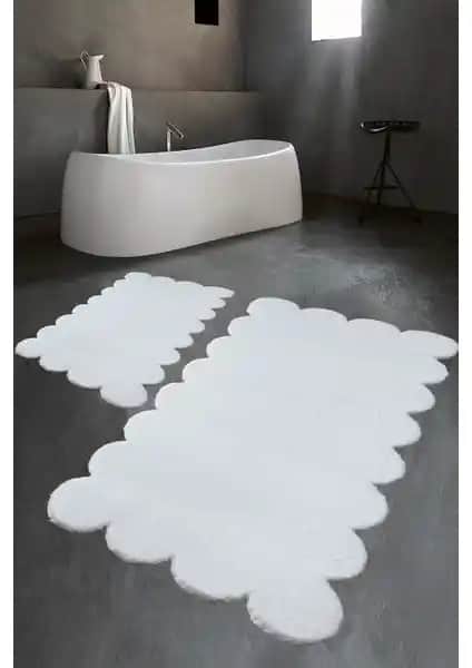 Balat Halı Lazer Kesim Beyaz Peluş Banyo Paspası: Şık ve Fonksiyonel Tasarım Özellikleri
