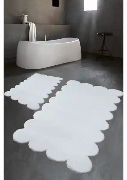 Balat Halı Lazer Kesim Beyaz Peluş Banyo Paspası: Şık ve Fonksiyonel Tasarım Özellikleri