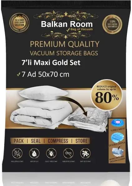 Balkan Room Vakum Hurcu 7’li Maxi Gold Set ile Eşyalarınızı Hızlı ve Güvenle Saklayın