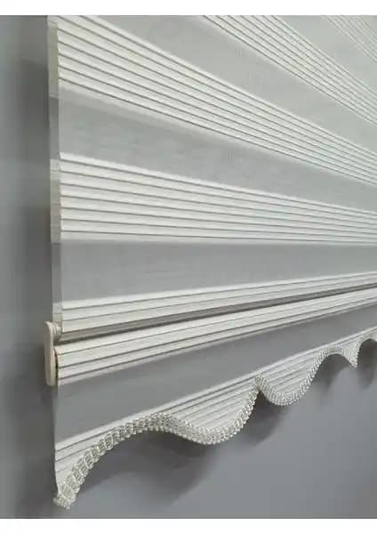 BBB Dar Pileseli Zebra Stor Perde Krem MZ321 - Modern ve Şık Güneş Kontrol Perdesi