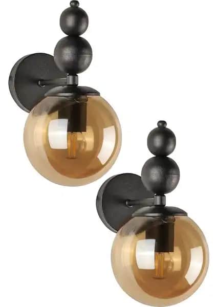 Begüsa Sonsuz Aplik Seti Siyah Bal Cam Modern İç ve Dış Mekan Aydınlatması