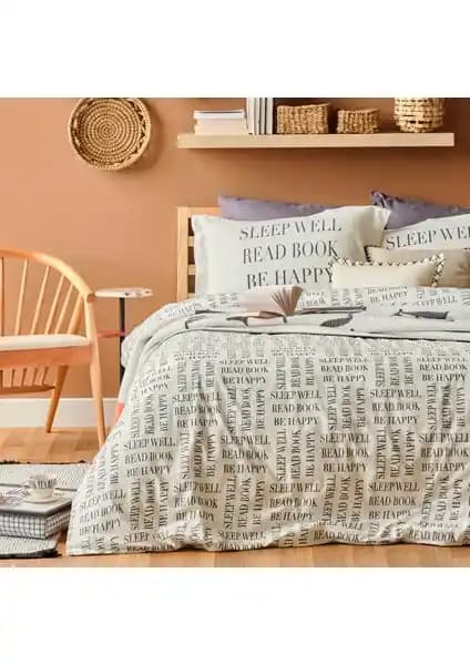 Bella Maison %100 Pamuk Ranforce Book Lovers King Size Nevresim Seti Sağlıklı ve Şık Yatak Dekorasyonu