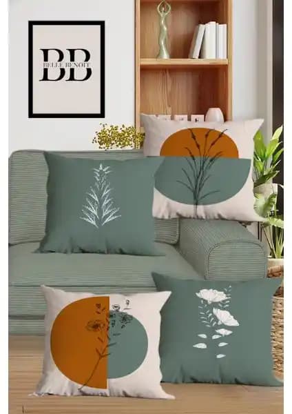 Belle Benoit Çift Taraflı Dijital Baskılı 4'lü Kırlent Kılıfı Seti Yüksek Kalite ve Şık Tasarım