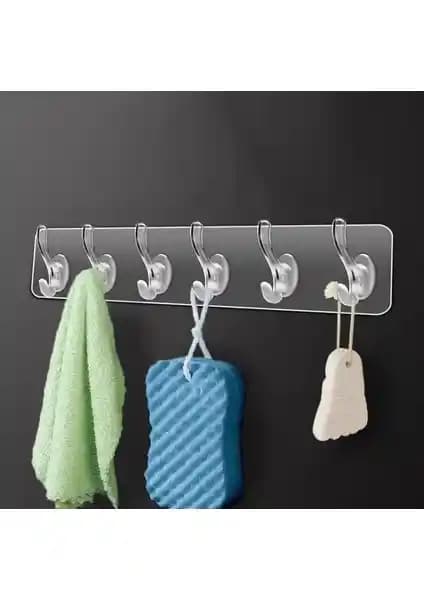 Berev 6'lı Kendinden Yapışkanlı Şeffaf Askılık ile Ev ve Ofis Düzeninizi Kolaylaştırın