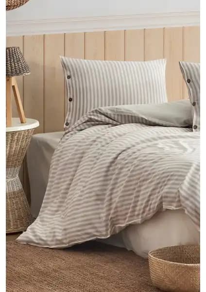 Berolige Easy Boho Kahve Renkli Çift Kişilik Yıkamalı Pamuk Polyester Nevresim Takımı