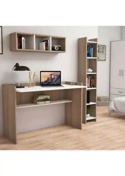 Bimossa Mihrimah Kitaplık ve Raflı Çalışma Masası: Modern ve Fonksiyonel Tasarım