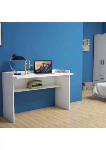 Bimossa Nazende Beyaz Çalışma Masası 118 cm – Modern ve Dayanıklı Ofis Mobilyası