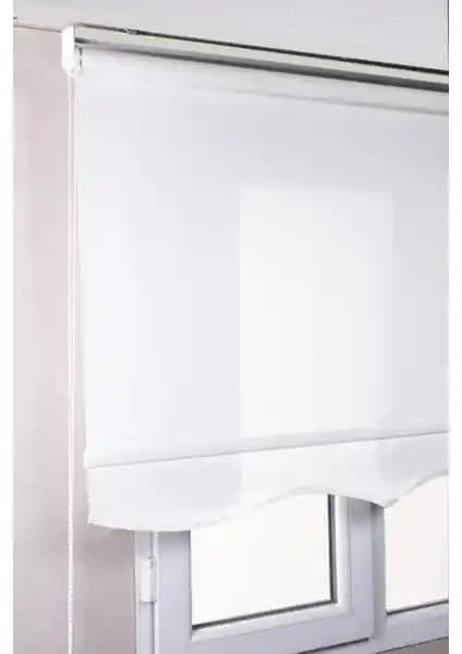 Bizden Perde Brillant Etekli Beyaz Mat Polyester Stor Perde Modern İç Mekan Dekorasyonu İçin