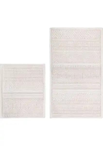 Bluenity Hat Doğal Pamuklu Banyo Kilim Seti Şık ve Güvenli Banyo Dekorasyonu İçin Ideal