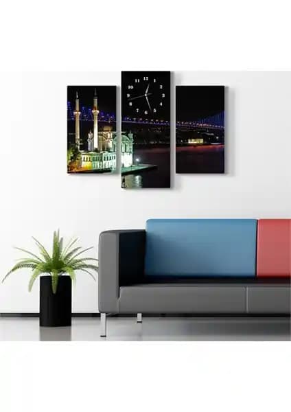 Boğaz Köprüsü Ortaköy Kanvas Tablo Saat: Modern ve Dayanıklı Duvar Dekoru Çözümü