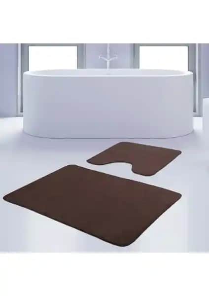 Bonny Home 2'li Kahverengi Banyo Paspası ve Halısı Seti Modern ve Dayanıklı Tasarım