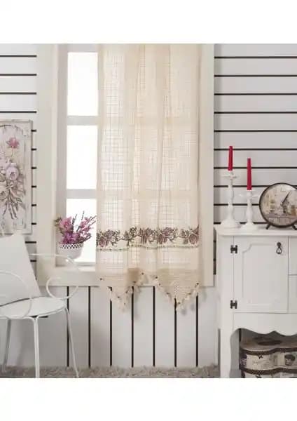 Buldan Concept İşi Kaneviçe Nakışlı Natural Perde – Otantik ve Şık Dekorasyon Seçeneği