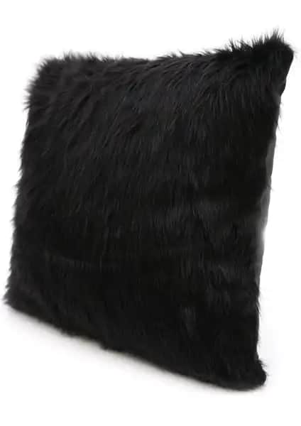 Cango Home Siyah Peluş Kırlent Kılıfı - Modern ve Şık Ev Dekorasyonu İçin Uygun