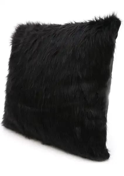Cango Home Siyah Peluş Kırlent Kılıfı - Modern ve Şık Ev Dekorasyonu İçin Uygun