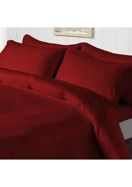 Caqqa Premium Bordo Çift Kişilik Saten Nevresim Takımı Yatak Odası Şıklığı