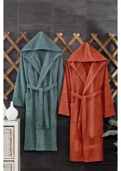 Casnack Quina 2Li Kapüşonlu Oversize Bornoz Seti: Şık ve Konforlu Spa ve Ev Kullanımı İçin