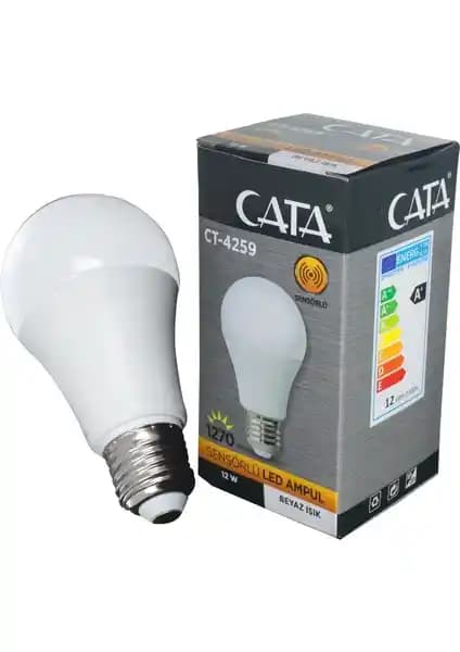 Cata İç Mekan Sensörlü LED Ampul 220V 12W Enerji Tasarrufu ve Otomatik Hareket Sensörü ile