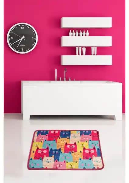 Chilai Home Meow Renkli Dijital Banyo Halısı: Şık ve Dayanıklı Tasarım Özellikleri