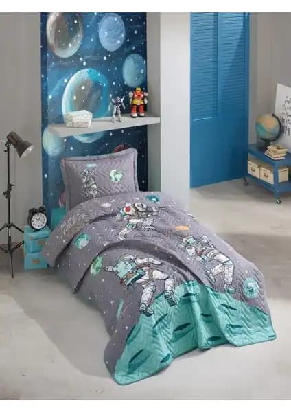 Clasy Genç Yatak Örtüsü Space Antrasit Modern ve Çok Amaçlı Dekorasyon Unsuru