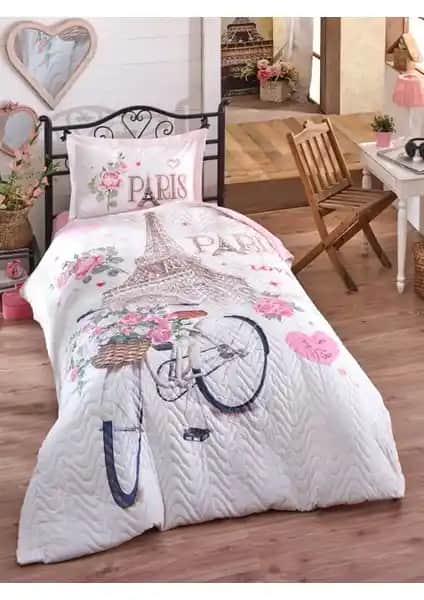 Clasy Paris Love Kapitoneli Hermevsim Yatak Takımı Pembe Desenli ve Konforlu