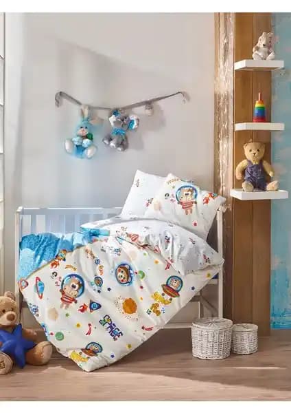 Cotton Box Uzay Oyunu Mavi Bebek Nevresim Takımı Yüksek Kalite ve Sağlıklı Malzemelerle