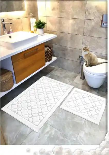 Cotton Crafty %100 Pamuk Dokuma Banyo Paspas Seti: Doğa Dostu ve Estetik Banyo Dekorasyonu