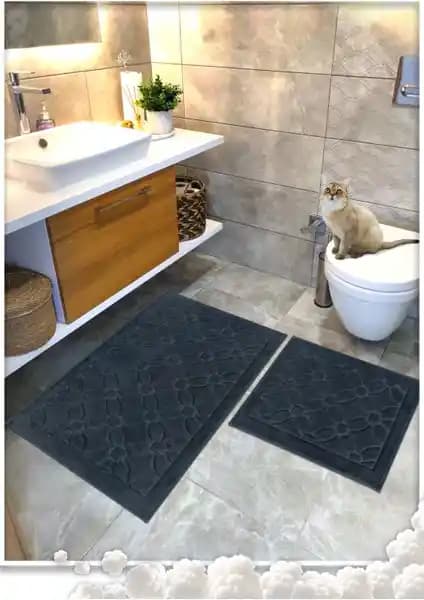 Cotton Crafty Pamuk Dokuma Banyo Paspas Seti Doğal ve Şık Tasarım Çevre Dostu Malzeme