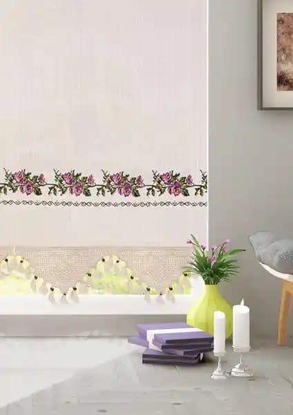 Cotton Studio Lila Kanaviçeli Buldan İşli Otantik Pamuklu Perde: Şıklık ve Doğallık Sunar
