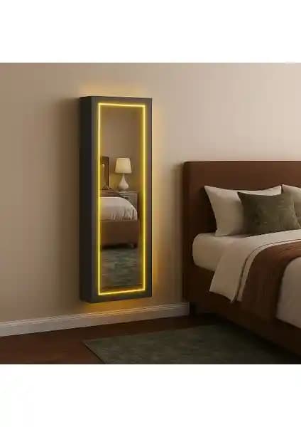 Decobox Paris LED Ayıldınlatmalı Boy Aynalı Takı Dolabı Modern ve Şık Tasarım