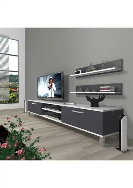 Decoraktiv Eko 4 MDF Krom Ayaklı Modern TV Ünitesi Şık ve Dayanıklı Tasarım