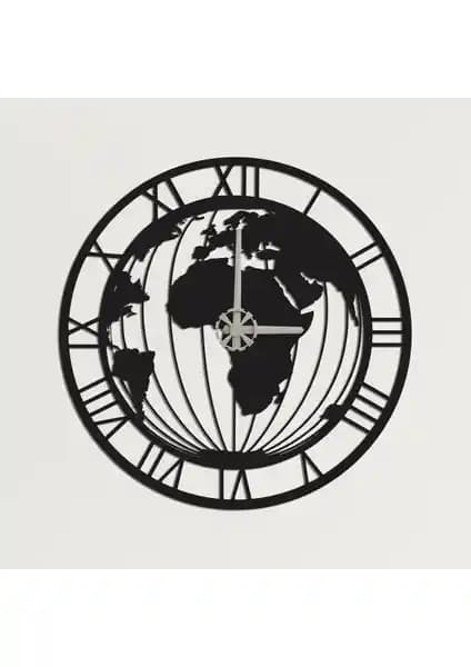 Dekadron Dünya Haritalı Metal Duvar Saati: Modern ve Şık Tasarım ile Fonksiyonellik Bir Arada
