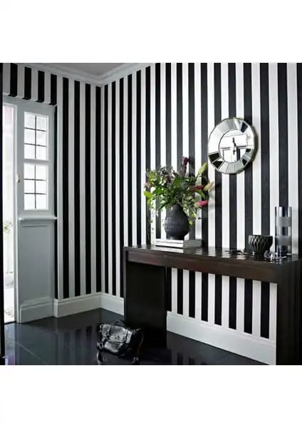 Dekonil Siyah Şeritli Duvar Kağıdı 7950-D Modern ve Dayanıklı İç Mekan Dekorasyonu