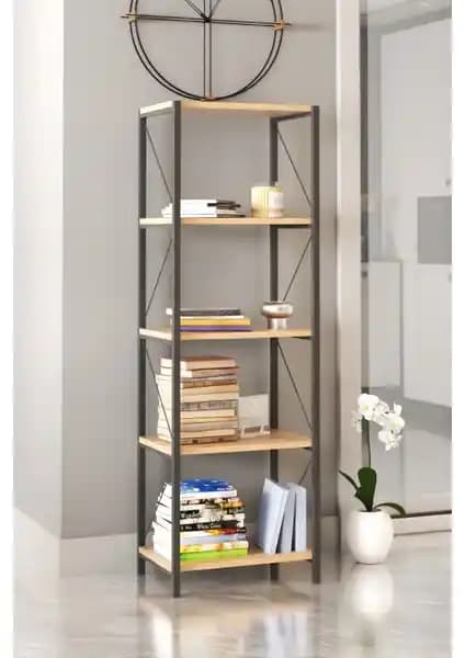 Dizayn Motion 5 Raf 150cm Dar Dekoratif Kitaplık Modern ve Çok Amaçlı Tasarım