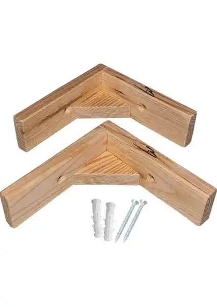 Doğal Ahşap Duvar Raf Ayağı Seti 90 Derece Dayanıklı ve Şık Tasarım