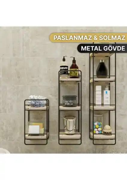 Doğal Ahşap Malzemeden Üretilmiş Bino 3'lü Set Rafı Modern ve Çok Yönlü Depolama Çözümü