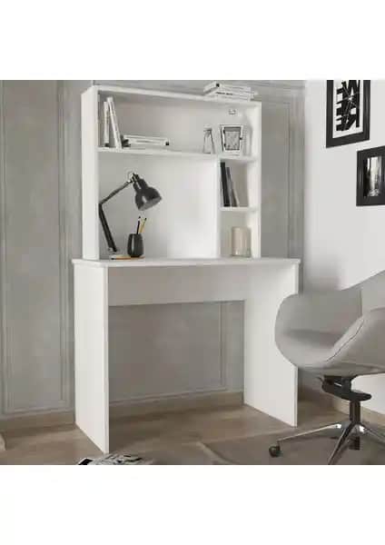 Dorpek Harris Raflı Arka Panelli Çalışma Masası: Modern ve Dayanıklı Ofis Mobilyası