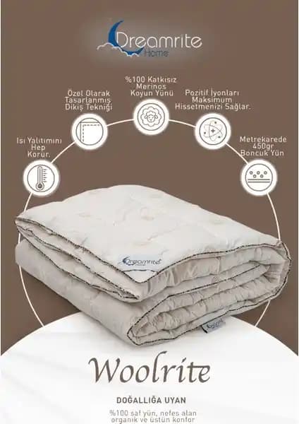 Dreamrite Home Woolrite Yün Yorgan Battal: Sağlıklı ve Konforlu Uyku İçin Doğal Seçenek